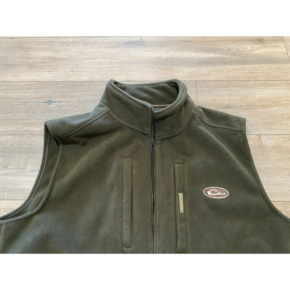 Drake Waterfowl Multi Pocket Fleece Hunting Vest Mens XXL Olive Missing Zipper - Picture 2 of 6